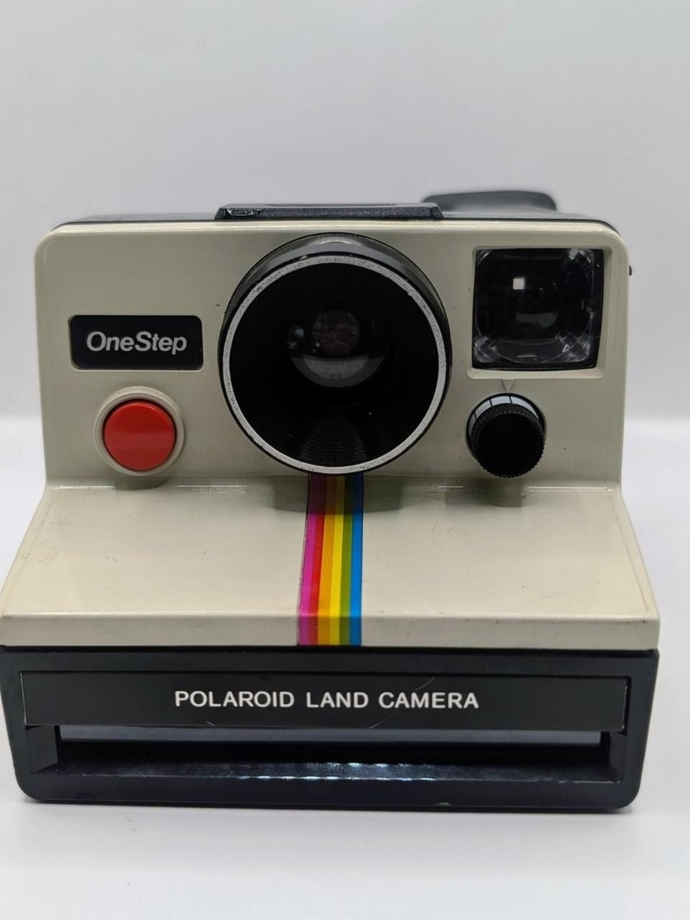 Polaroid OneStep Land Camera - Cream with Rainbow Stripe